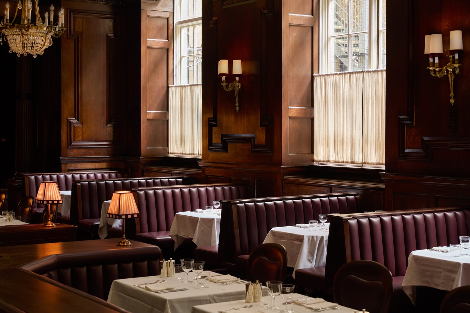 Restaurant seating and architectural interiors at Grand Divan London