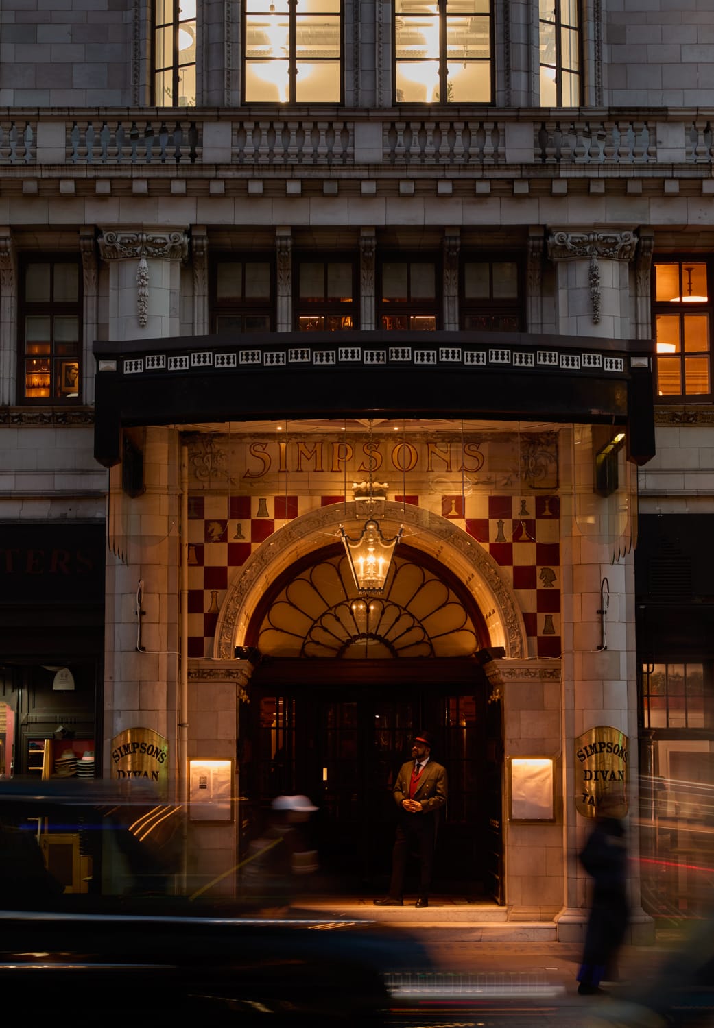 Historic entrance to Simpson's in the Strand, home of Grand Divan London