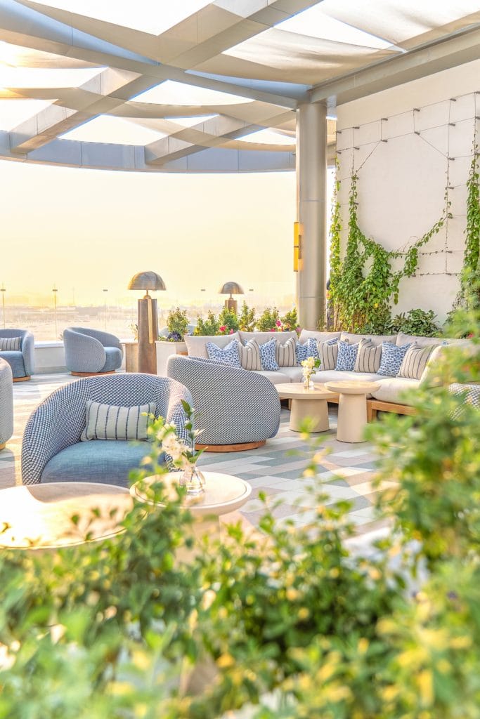 Terrace overlooking the Doha skyline at Eleven Club Doha