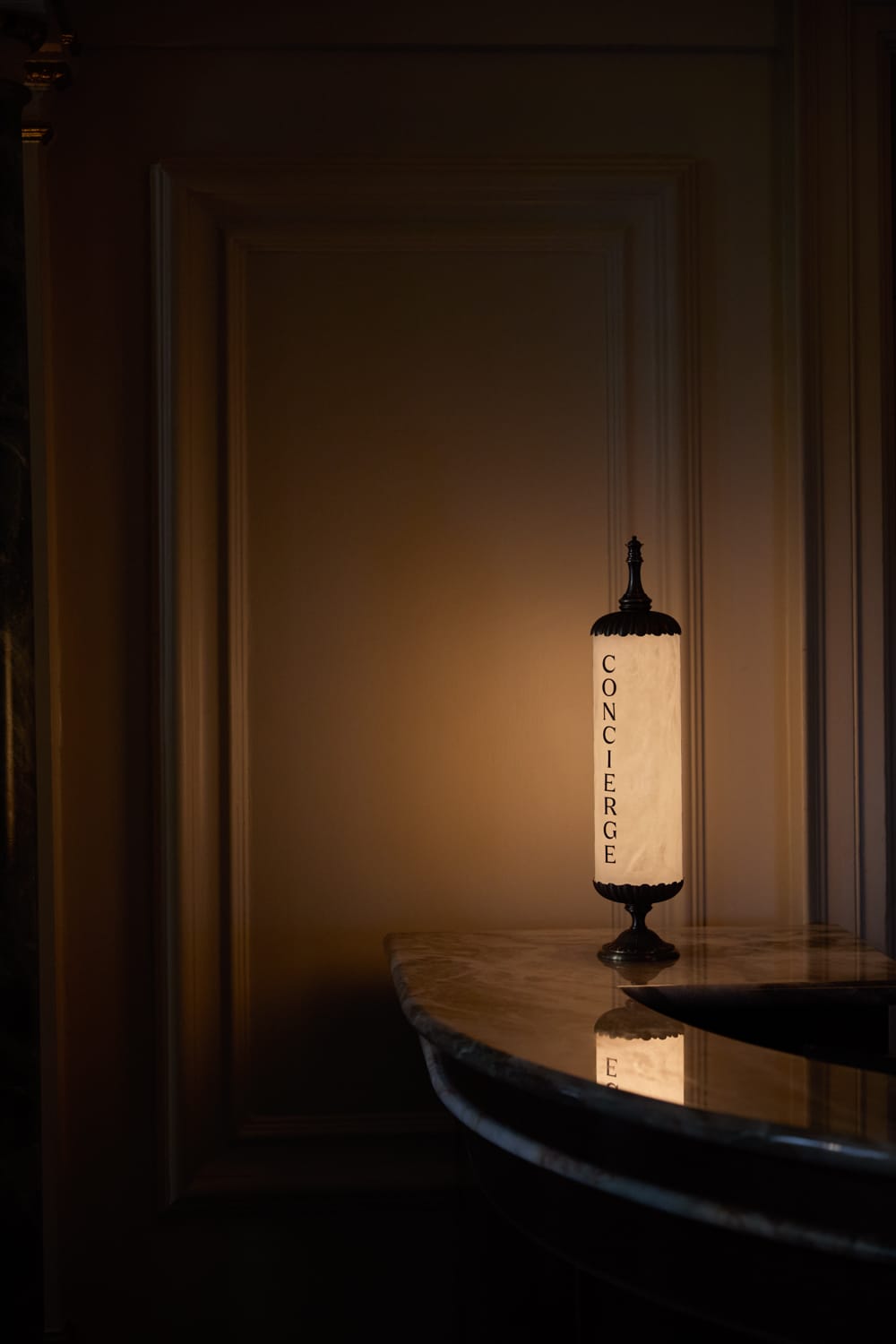 Bespoke table lamp creating atmosphere at Grand Divan London
